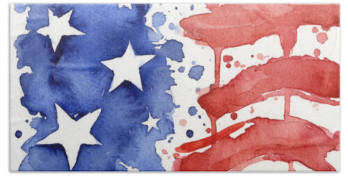 American Flag Watercolor Painting Beach Towel American Flag Watercolor Painting Beach Towel