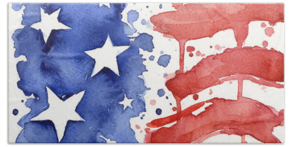 American Flag Watercolor Painting Beach Towel American Flag Watercolor Painting Beach Towel