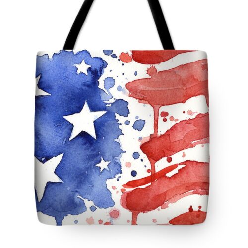 American Flag Watercolor Painting Tote Bag