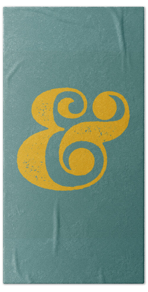 Ampersand Poster Blue and Yellow Beach Towel Ampersand Poster Blue and Yellow Beach Towel