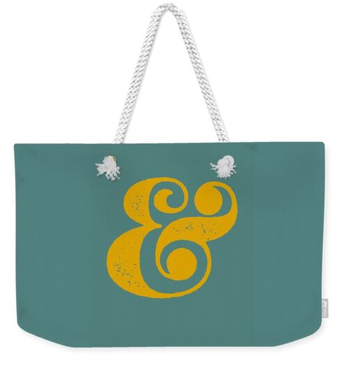 Ampersand Poster Blue and Yellow Weekender Tote Bag Ampersand Poster Blue and Yellow Weekender Tote Bag