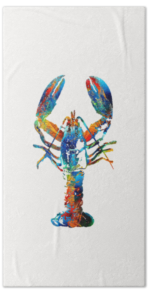 Colorful Lobster Art by Sharon Cummings Beach Towel Colorful Lobster Art by Sharon Cummings Beach Towel