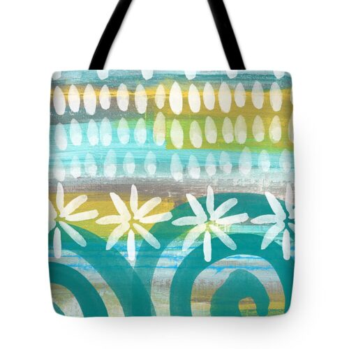 Flowers and Waves- abstract pattern painting Tote Bag