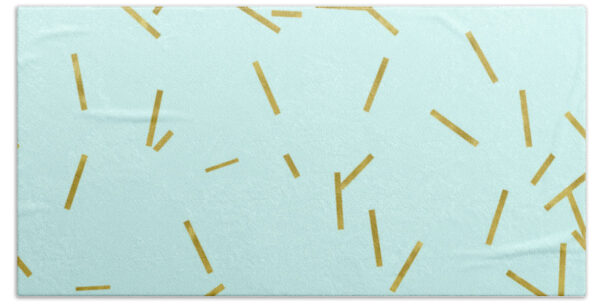 Glitter confetti on aqua gold pick up sticks pattern Beach Towel