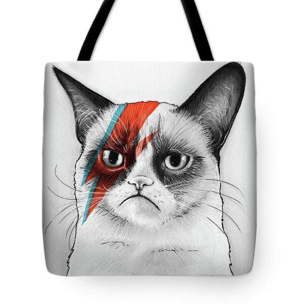 Grumpy Cat as David Bowie Tote Bag Grumpy Cat as David Bowie Tote Bag