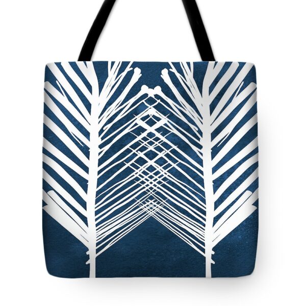 Indigo and White Leaves- Abstract Art Tote Bag