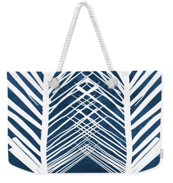 Indigo and White Leaves- Abstract Art Weekender Tote Bag