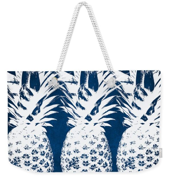 Indigo and White Pineapples Weekender Tote Bag