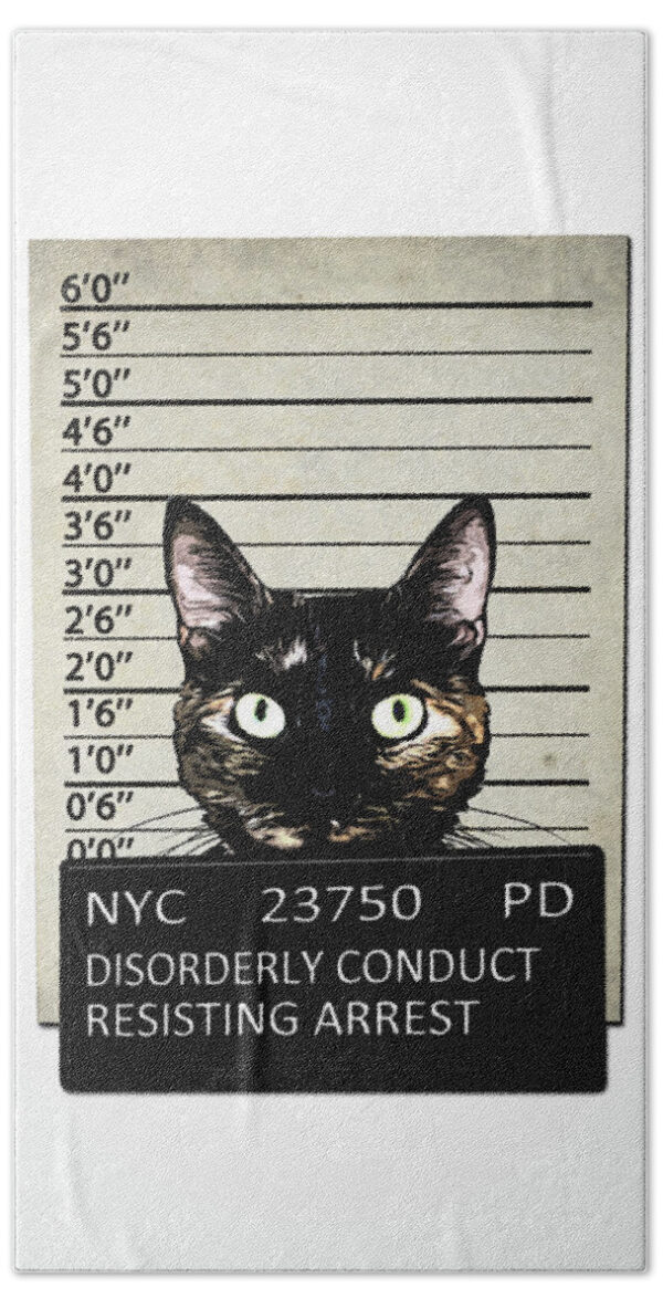 Kitty Mugshot Beach Towel