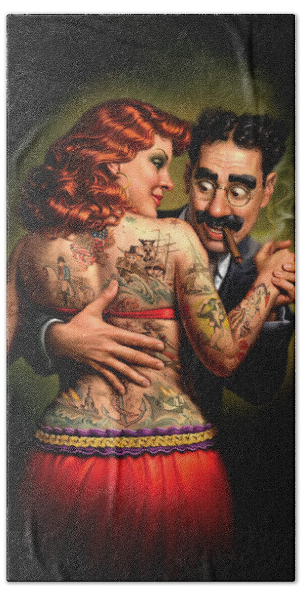 Lydia the Tattooed Lady Beach Towel