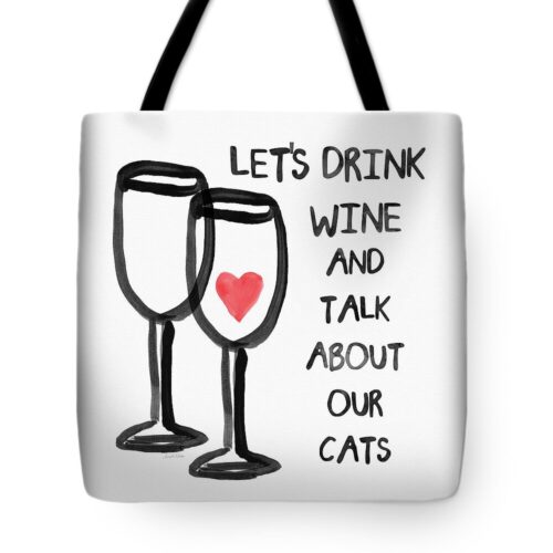 Wine and Cats- Art by Linda Woods Tote Bag