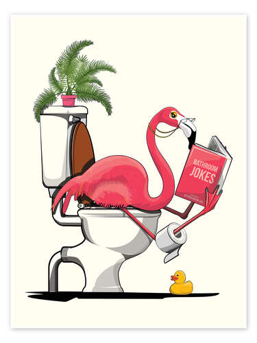 Flamingo sitting on the Toilet