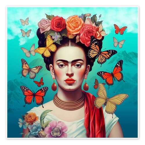 Frida Kahlo and Flying Butterflies