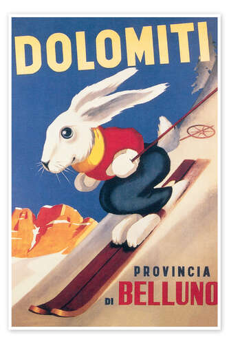 Rabbit on skis, Dolomiti (Italian)