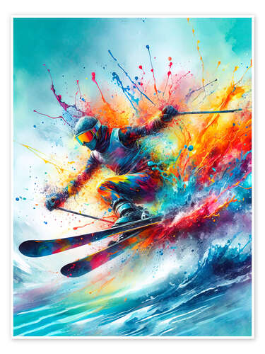 Skiing in bright colours